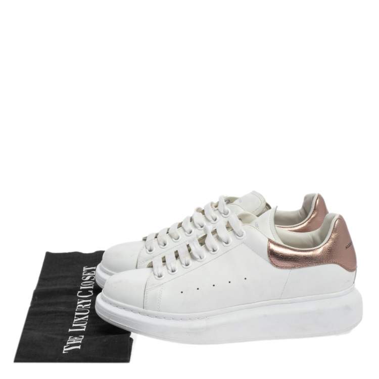 Pre Owned Alexander McQueen Metallic/White Leather Oversized Sneakers Size 41