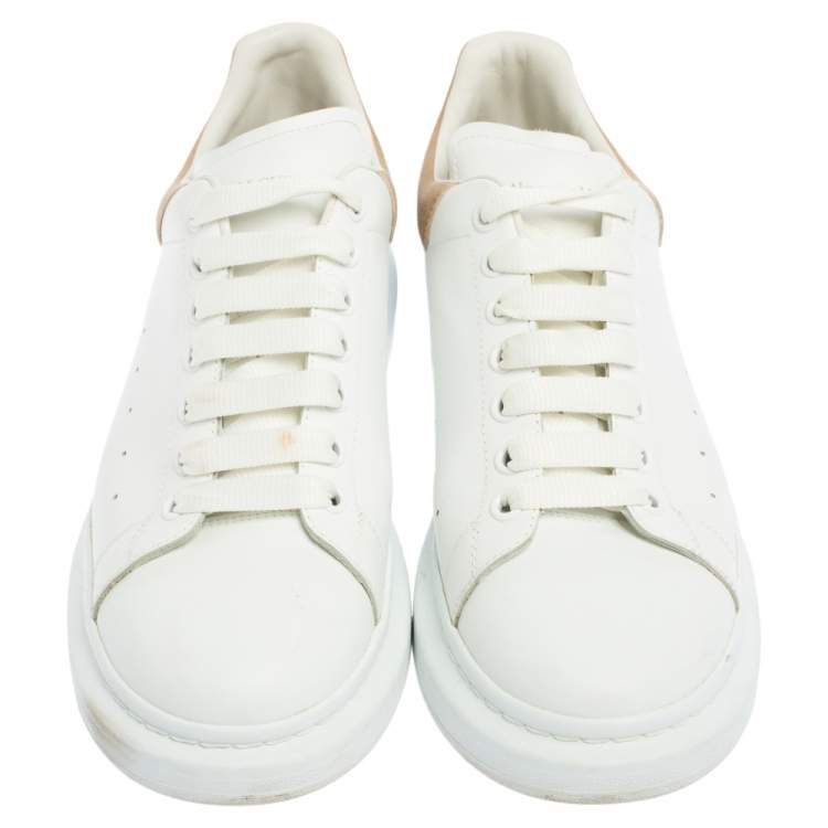 Pre Owned Alexander McQueen White Leather and Suede Oversized Sneakers Size 44