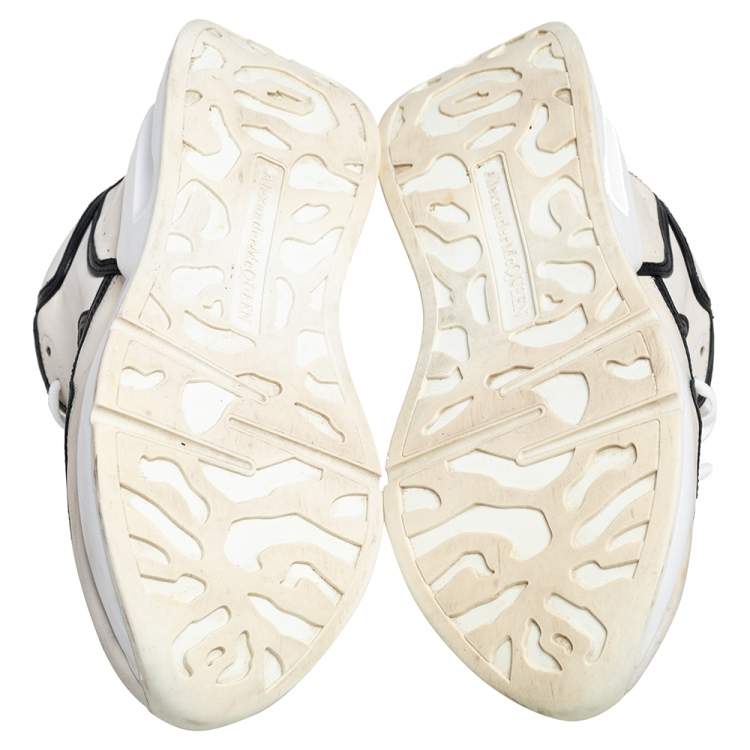 Pre Owned Alexander McQueen White/Black Leather Runner Sneakers Size 41