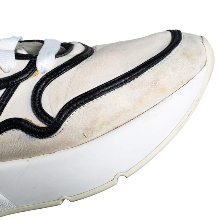 Pre Owned Alexander McQueen White/Black Leather Runner Sneakers Size 41
