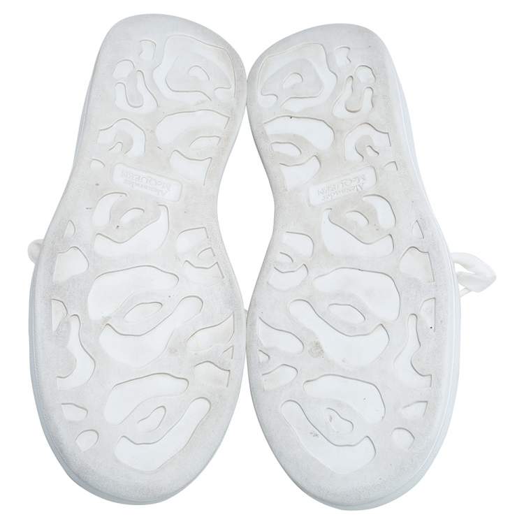 Pre Owned Alexander McQueen White Leather Oversized Cap Toe Low Top Sneakers Size 40