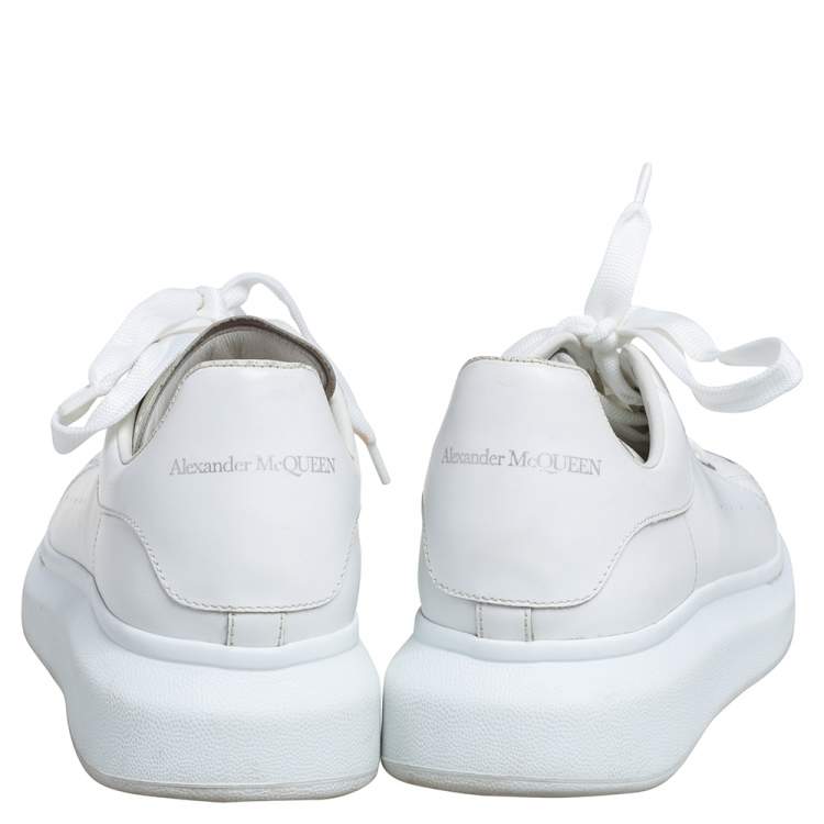 Pre Owned Alexander McQueen White Leather Oversized Cap Toe Low Top Sneakers Size 40