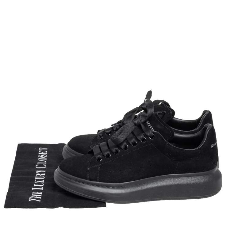 Pre Owned Alexander McQueen Black Suede Oversized Low Top Sneakers Size 40