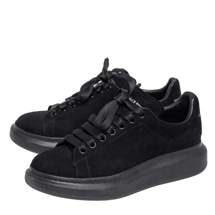 Pre Owned Alexander McQueen Black Suede Oversized Low Top Sneakers Size 40