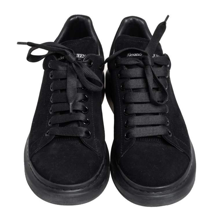 Pre Owned Alexander McQueen Black Suede Oversized Low Top Sneakers Size 40