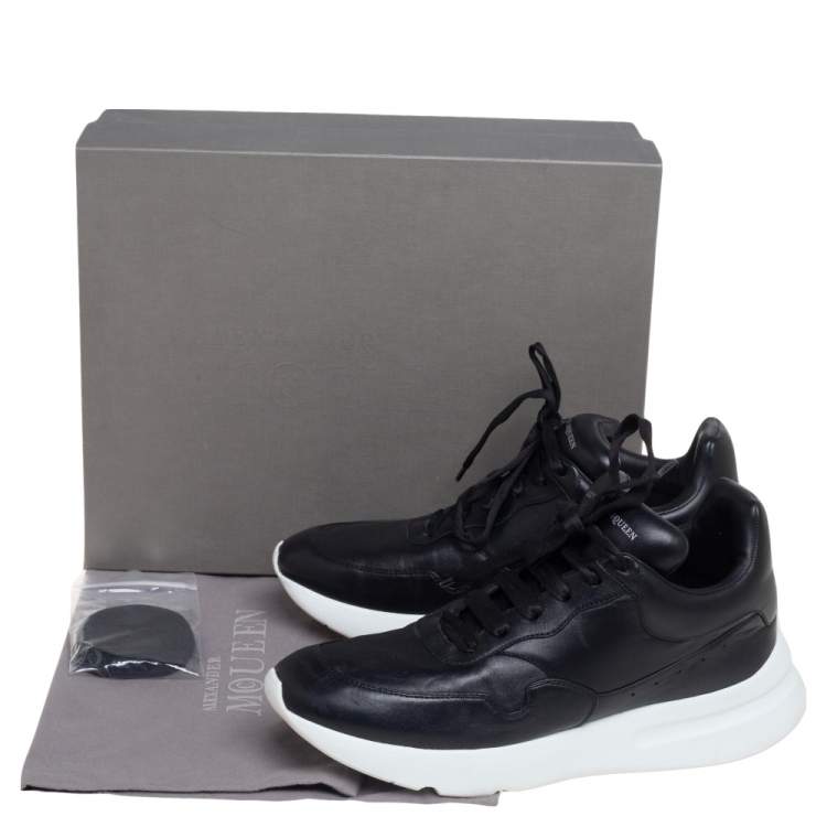 Pre Owned Alexander McQueen Black Leather Larry Oversized Sneakers Size 43