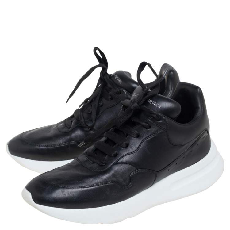 Pre Owned Alexander McQueen Black Leather Larry Oversized Sneakers Size 43