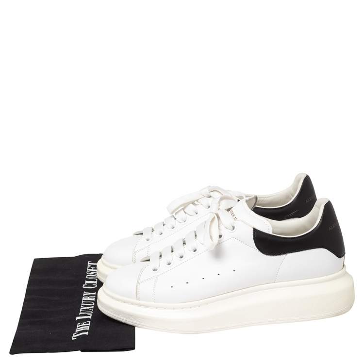 Pre Owned Alexander McQueen White/Black Leather Oversized Sneakers Size 42