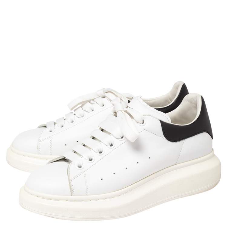 Pre Owned Alexander McQueen White/Black Leather Oversized Sneakers Size 42