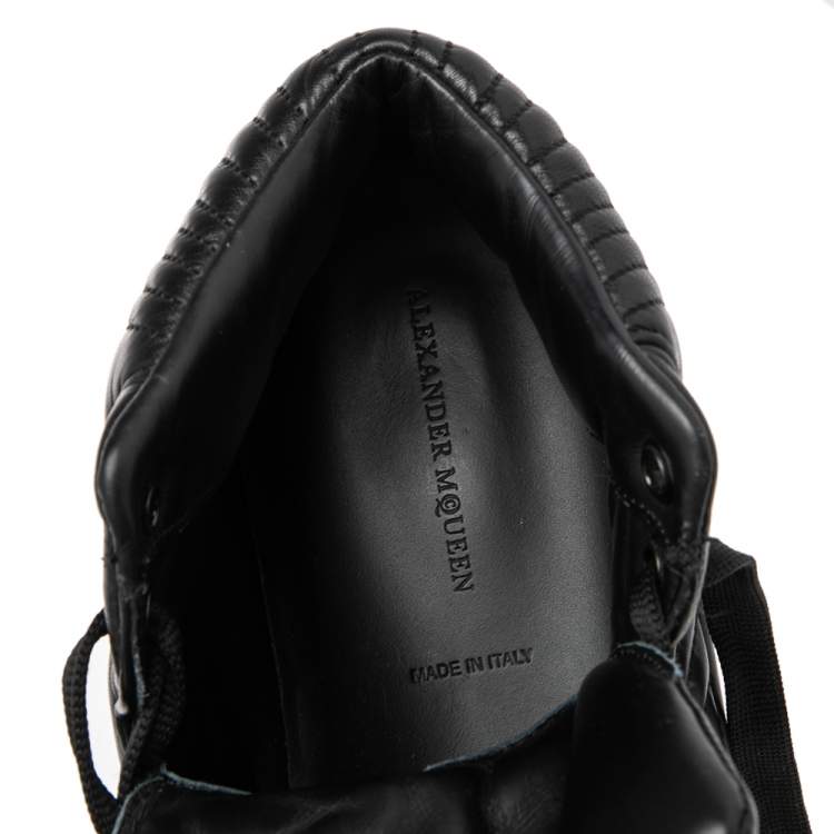 Pre Owned Alexander McQueen Black Leather Oversized Lace Up Sneakers Size 45