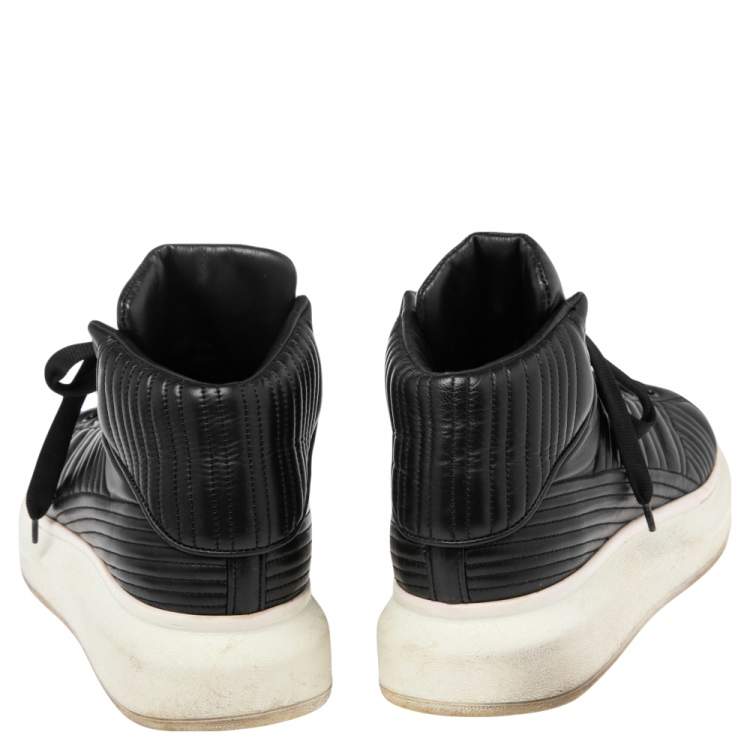 Pre Owned Alexander McQueen Black Leather Oversized Lace Up Sneakers Size 45