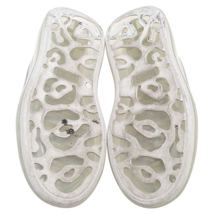 Pre Owned Alexander Mcqueen White/Iridescent Leather Larry Oversized Sneakers Size 42