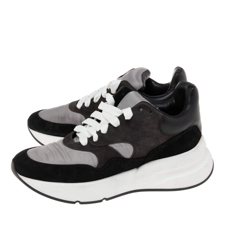 Pre Owned Alexander McQueen Black/Grey Suede And Leather Lace Up Sneakers Size 42