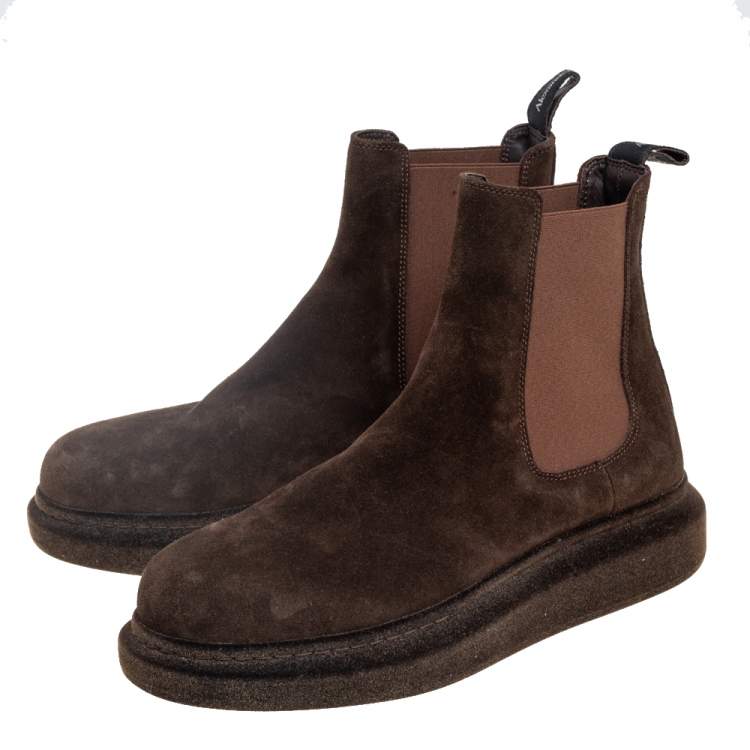 Pre Owned Alexander McQueen Brown Suede Hybrid Chelsea Boots Size 42