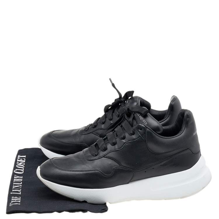 Pre Owned Alexander McQueen Black Leather Larry Oversized Sneakers Size 42