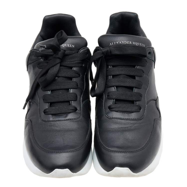 Pre Owned Alexander McQueen Black Leather Larry Oversized Sneakers Size 42