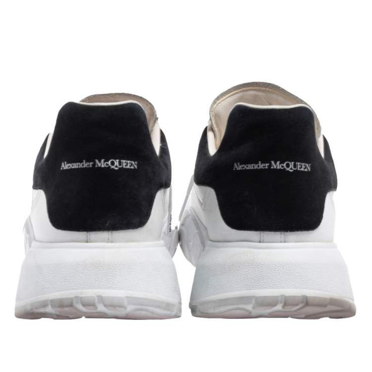 Pre Owned Alexander McQueen White/Black Leather And Suede Oversized Sneakers Size 45