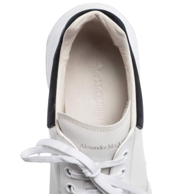 Pre Owned Alexander McQueen White/Black Leather And Suede Oversized Sneakers Size 45