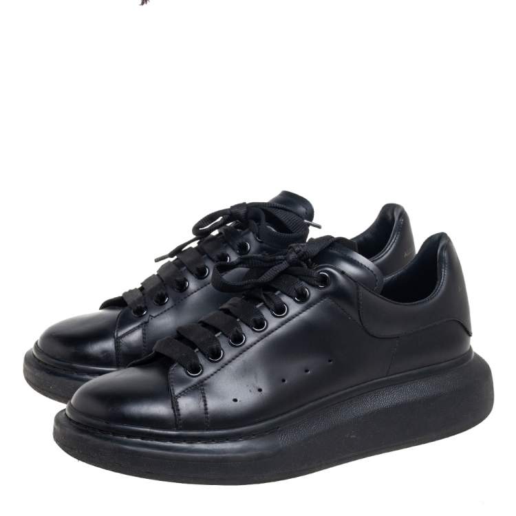 Pre Owned Alexander McQueen Black Leather Oversized  Sneakers  Size 42.5
