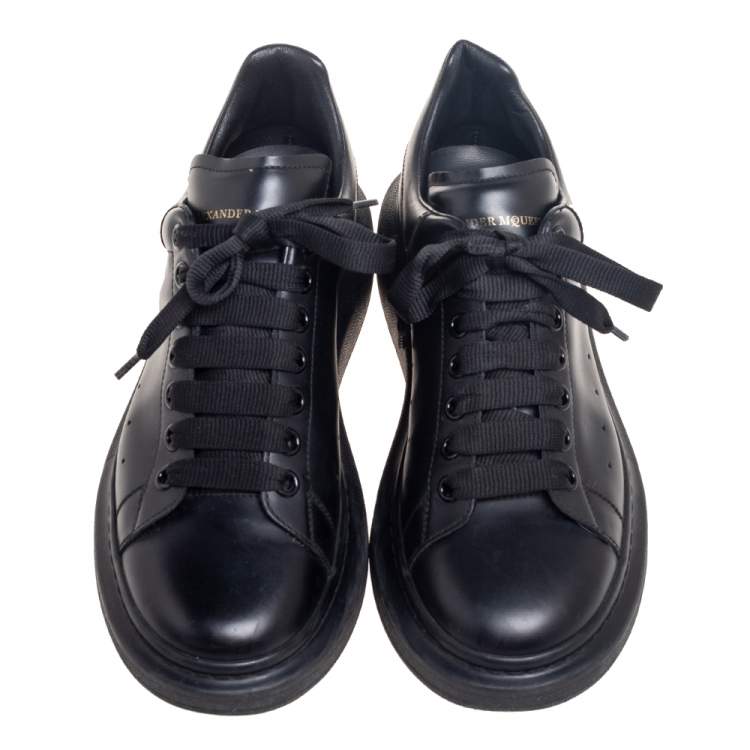 Pre Owned Alexander McQueen Black Leather Oversized  Sneakers  Size 42.5