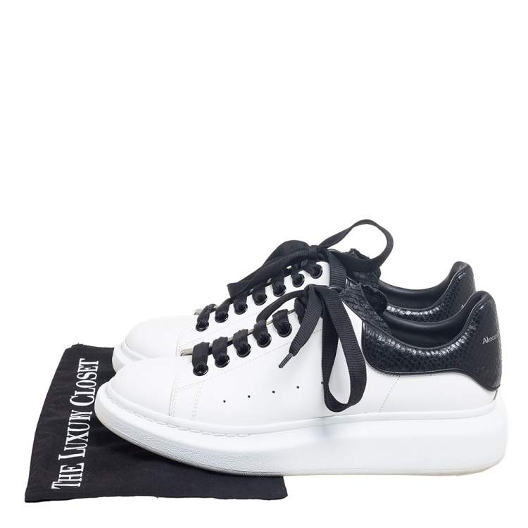 Pre Owned Alexander McQueen White/Black Leather Oversized Sneakers Size 42