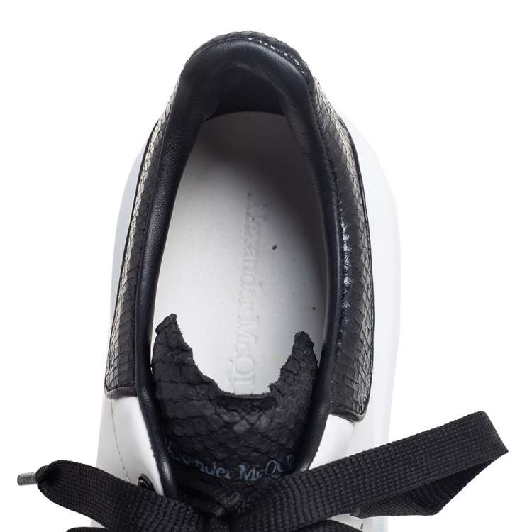 Pre Owned Alexander McQueen White/Black Leather Oversized Sneakers Size 42