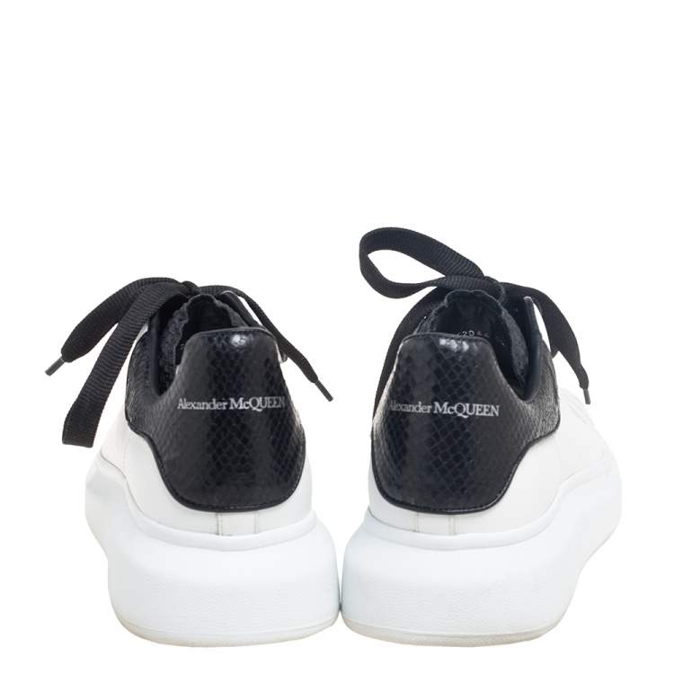 Pre Owned Alexander McQueen White/Black Leather Oversized Sneakers Size 42