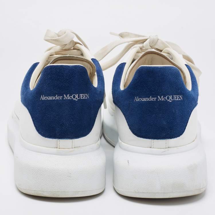 Pre Owned Alexander McQueen White/Blue Leather And Suede Oversized Sneaker Size 43