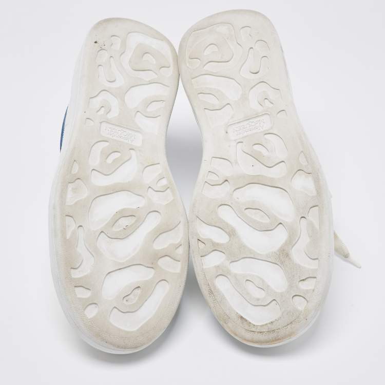 Pre Owned Alexander McQueen White/Blue Leather And Suede Oversized Sneaker Size 43