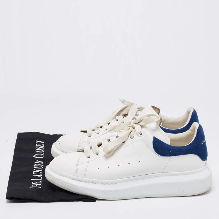 Pre Owned Alexander McQueen White/Blue Leather And Suede Oversized Sneaker Size 43
