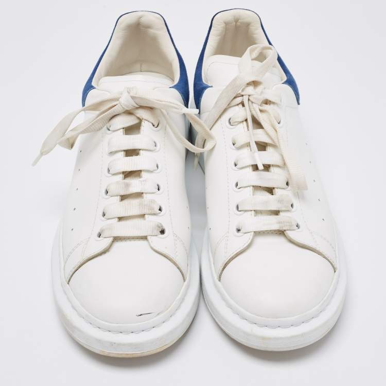 Pre Owned Alexander McQueen White/Blue Leather And Suede Oversized Sneaker Size 43