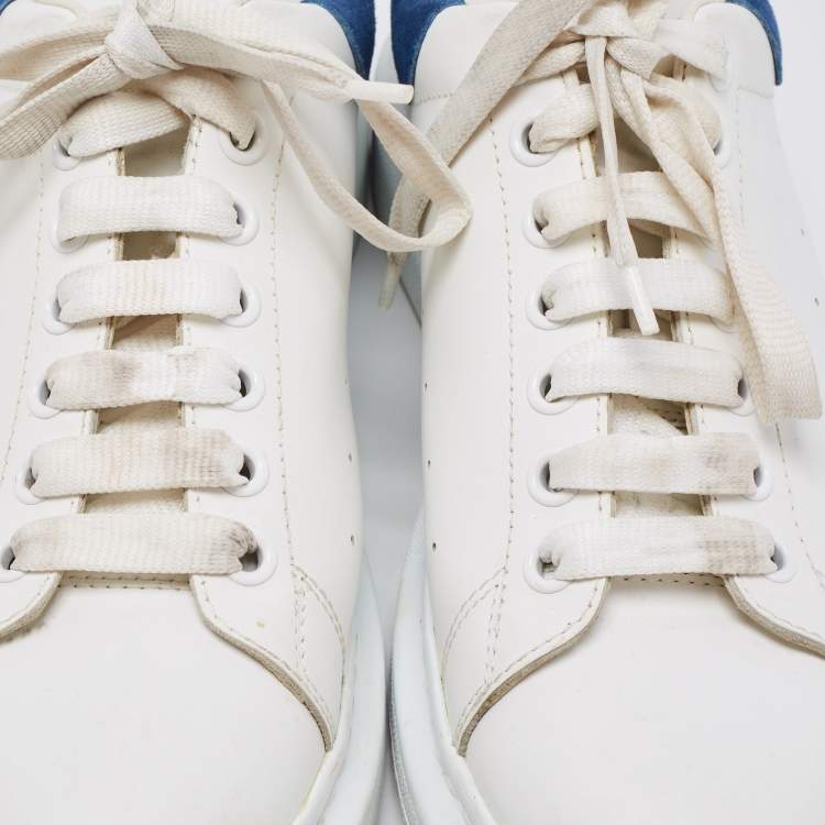 Pre Owned Alexander McQueen White/Blue Leather And Suede Oversized Sneaker Size 43