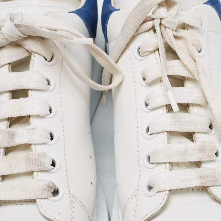Pre Owned Alexander McQueen White/Blue Leather And Suede Oversized Sneaker Size 43