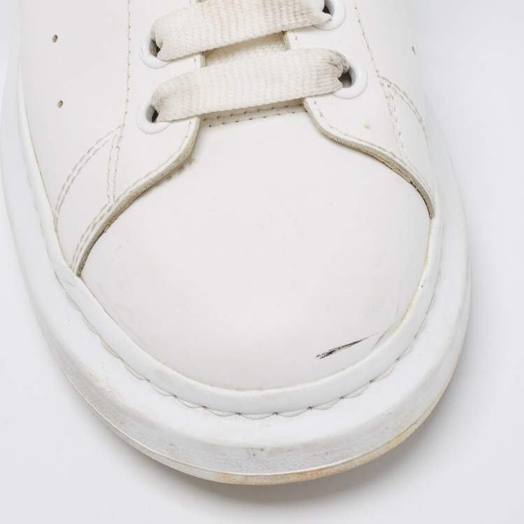 Pre Owned Alexander McQueen White/Blue Leather And Suede Oversized Sneaker Size 43