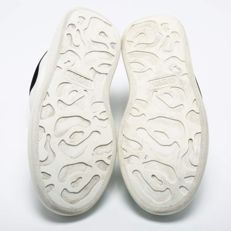 Pre Owned Alexander McQueen White/Black Leather and Suede Oversized Sneakers Size 45