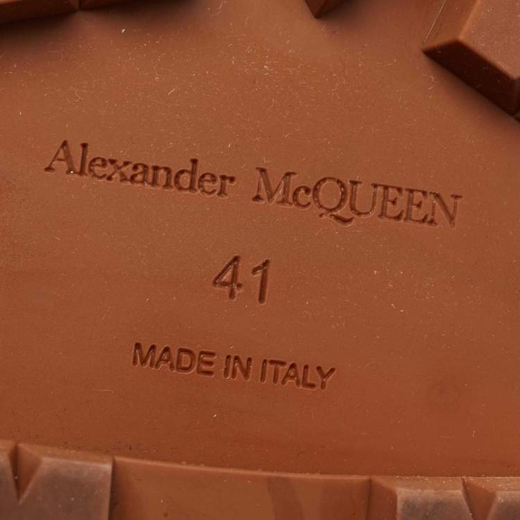 Pre Owned Alexander McQueen Black/Brown Leather Tread Penny Loafers Size 41
