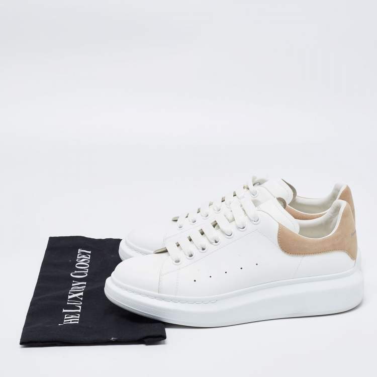 Pre Owned Alexander McQueen White/Beige Leather And Suede Oversized Sneaker Size 43