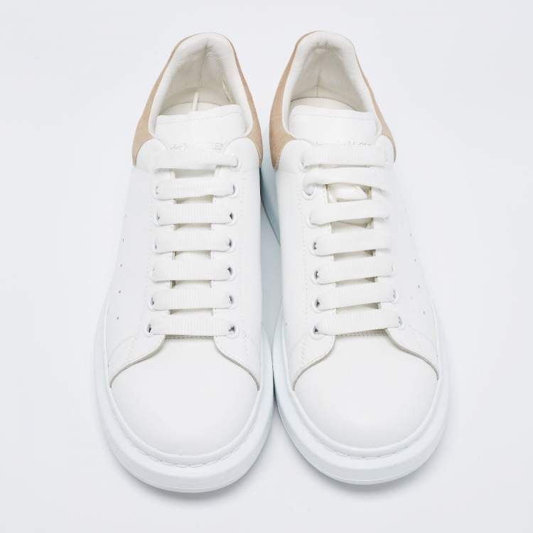 Pre Owned Alexander McQueen White/Beige Leather And Suede Oversized Sneaker Size 43