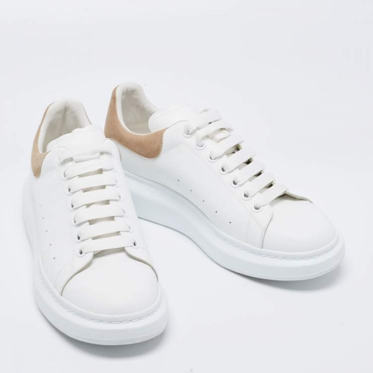 Pre Owned Alexander McQueen White/Beige Leather And Suede Oversized Sneaker Size 43