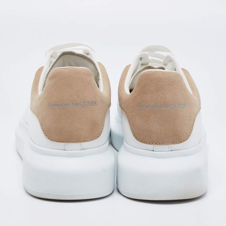 Pre Owned Alexander McQueen White/Beige Leather And Suede Oversized Sneaker Size 43