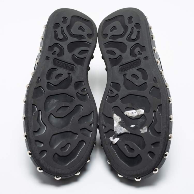 Pre Owned Alexander McQueen Black Leather Studded Platform Larry Sneakers Size 42