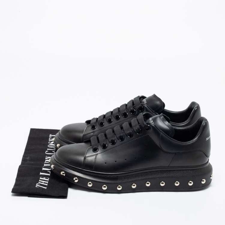 Pre Owned Alexander McQueen Black Leather Studded Platform Larry Sneakers Size 42