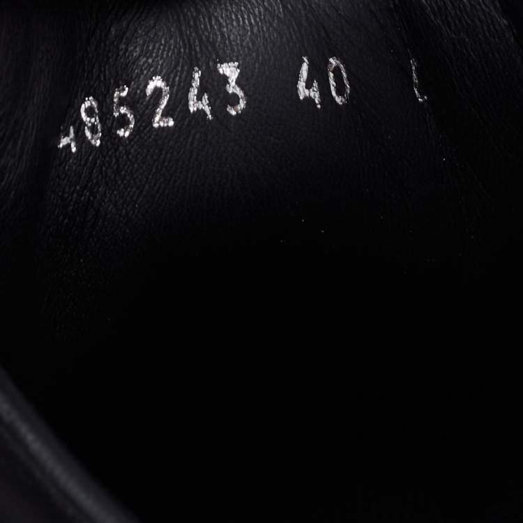 Pre Owned Alexander McQueen Navy Blue/Black Canvas and Leather Embroidered Oversized Sneakers Size 40