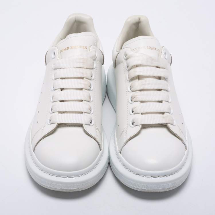 Pre Owned Alexander McQueen White Leather Oversized Sneakers Size 39