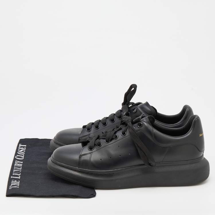 Pre Owned Alexander McQueen Black Leather Oversized Low Top Sneakers Size 45.5