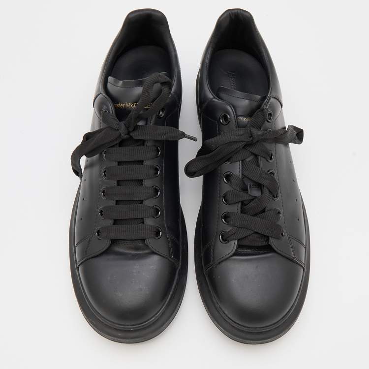Pre Owned Alexander McQueen Black Leather Oversized Low Top Sneakers Size 45.5