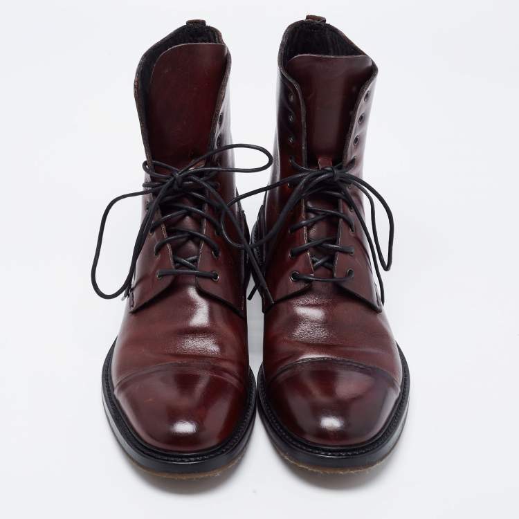 Pre Owned Alexander McQueen Brown Leather Ankle Length Boots Size 41