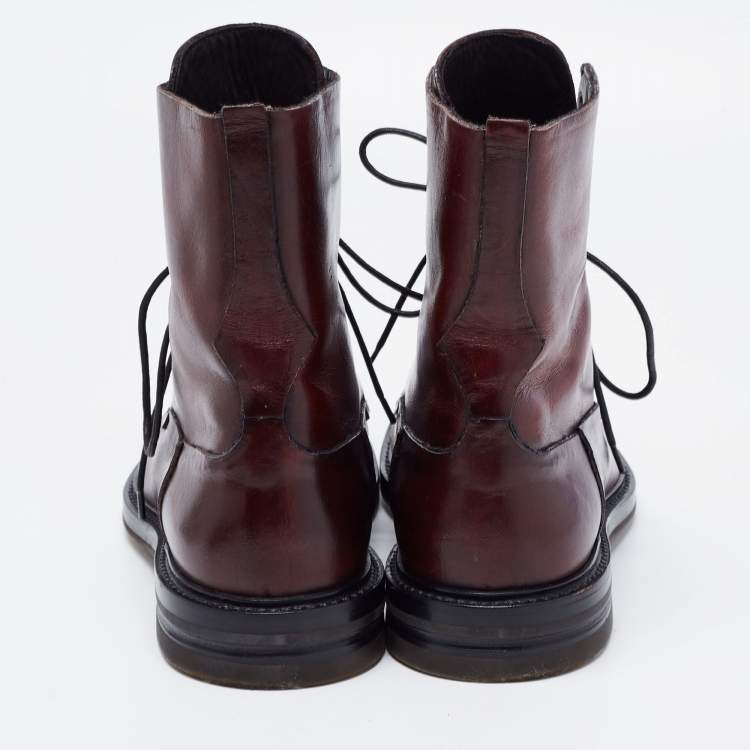 Pre Owned Alexander McQueen Brown Leather Ankle Length Boots Size 41