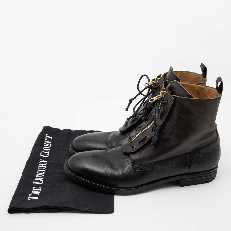 Pre Owned Alexander McQueen Black Leather Ankle Boots Size 44
