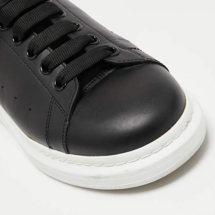 Pre Owned Alexander McQueen Black Leather Oversized Low Top Sneakers Size 43